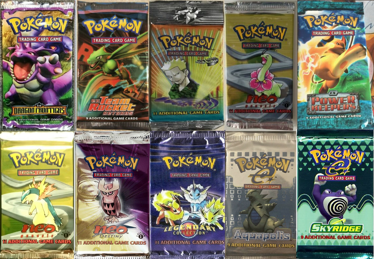 Pokemon Tcg Booster Packs Only 400 Packs Total Base Set Aquapolis Skyridge Neo