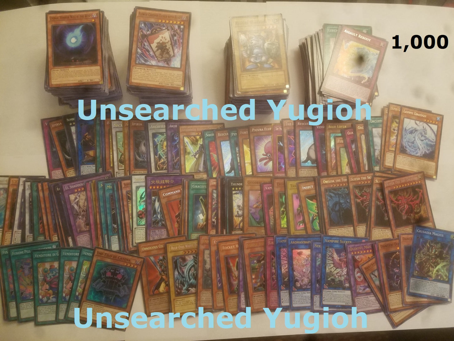 Yugioh 1,000+ Cards Bulk Lot Unsearched Mixed Sets Rarities Cards Foils Included